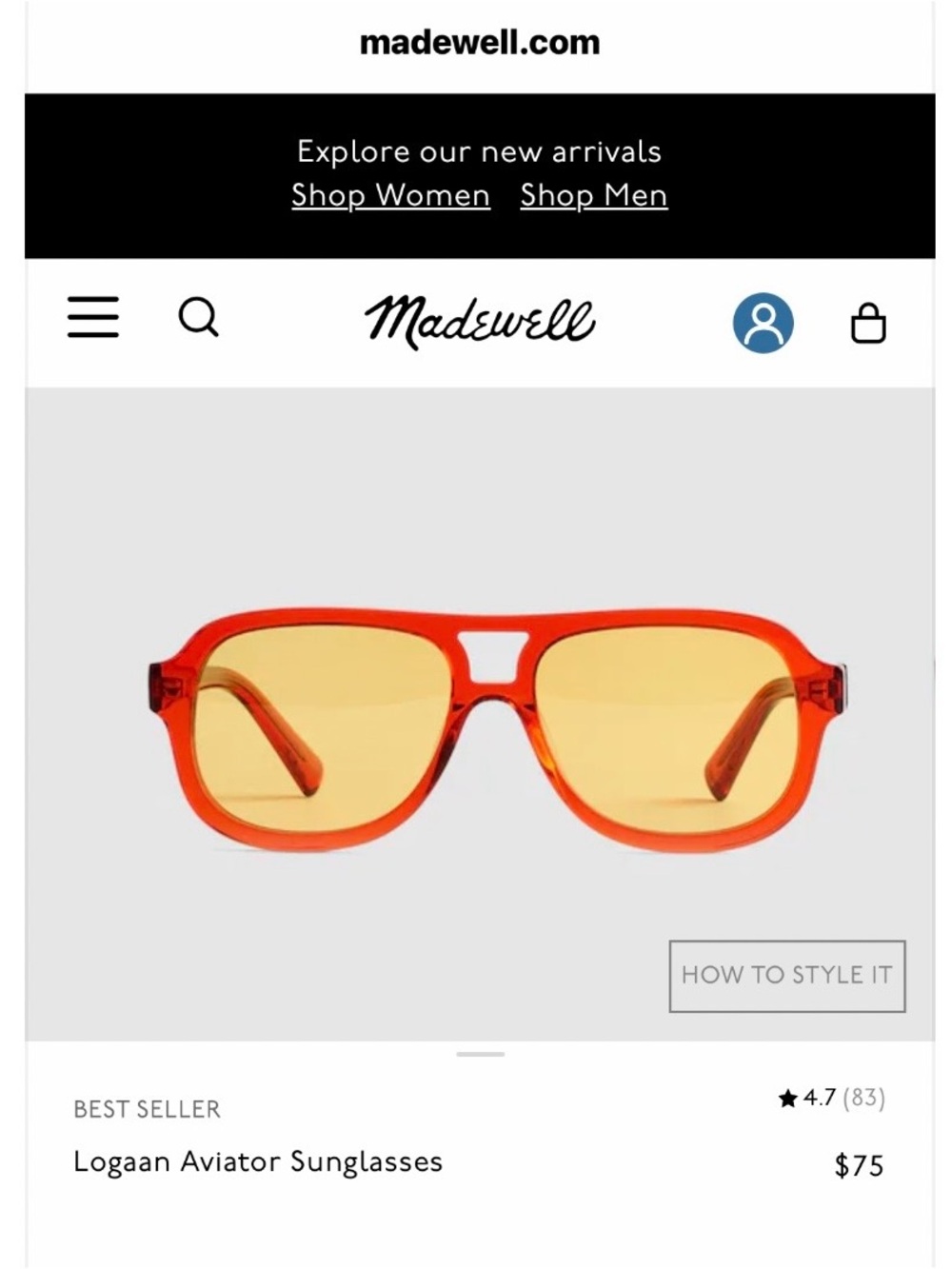 😎 Madewell; Bestseller & Sold-Out - Cool Varsity Red Logaan Aviator Sunglasses!